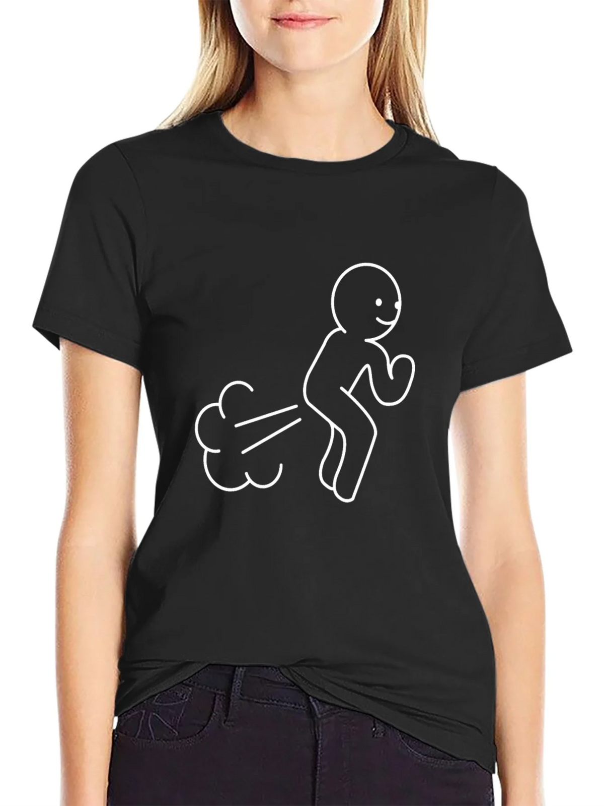 Funny Stick Figure Farting Black T-Shirt product image 5