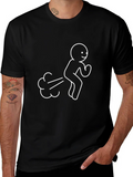 Funny Stick Figure Farting Black T-Shirt product image 1