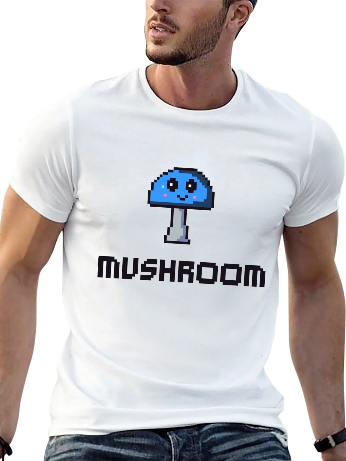 Pixel Mushroom Graphic Tee - Unisex Cotton Blend product image 4