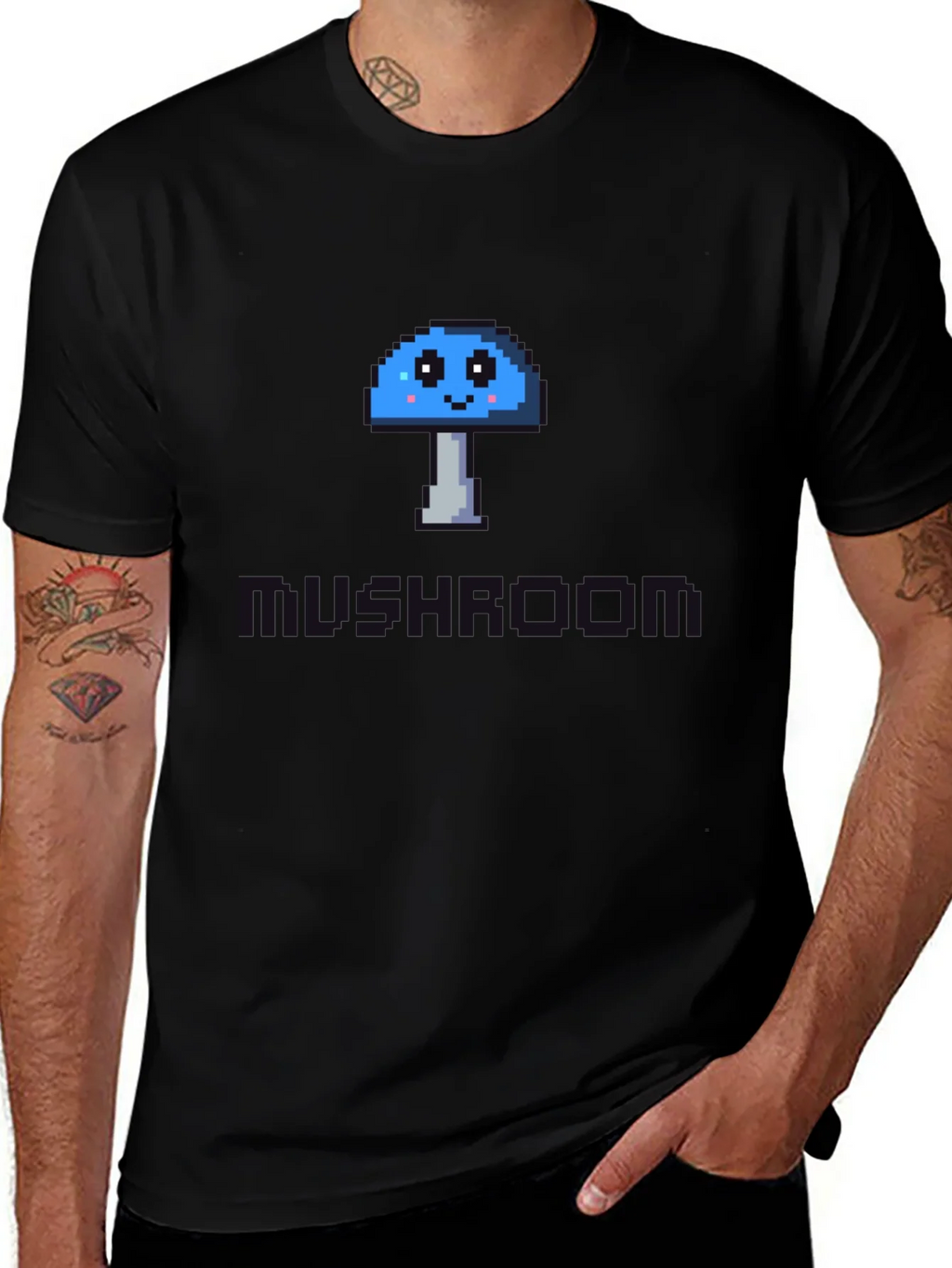 Pixel Mushroom Graphic Tee - Unisex Cotton Blend product image 1