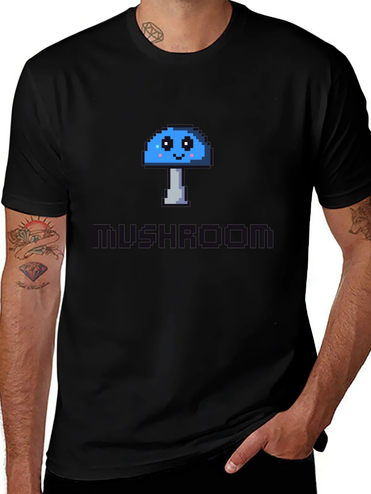 Pixel Mushroom Graphic Tee - Unisex Cotton Blend product image 1