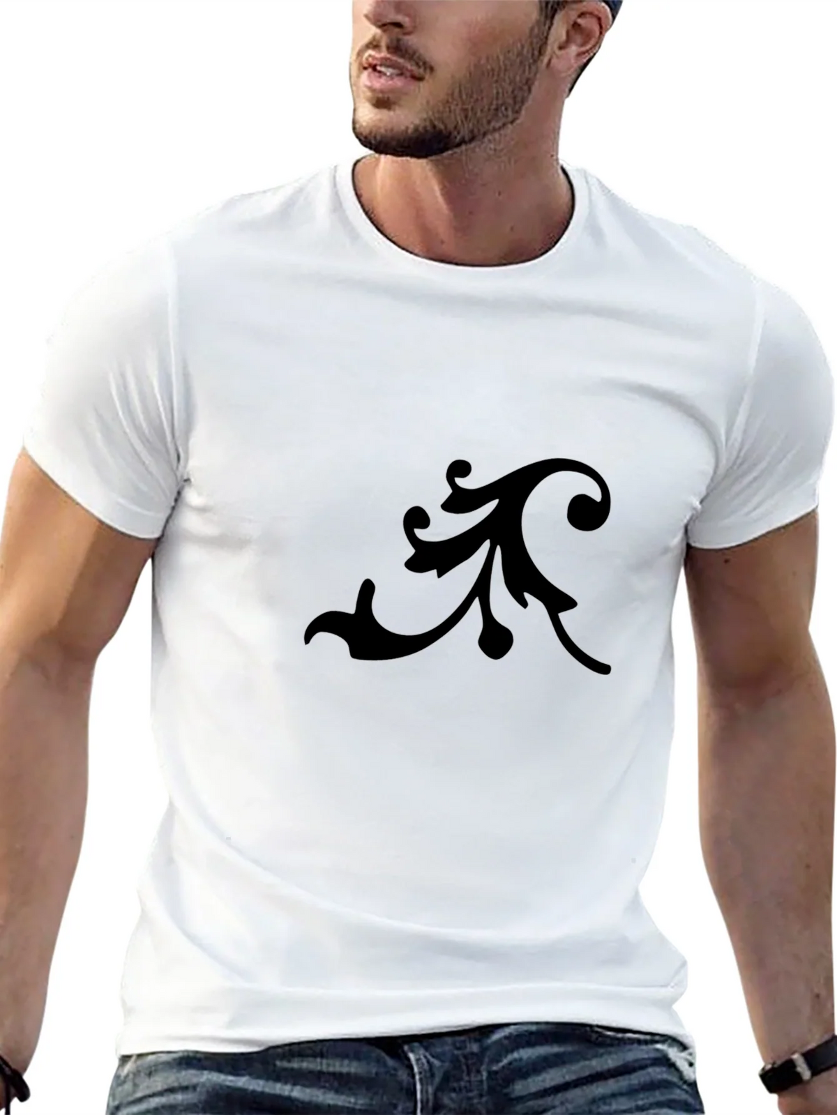 Elegant Black Tee with Floral Design product image 2