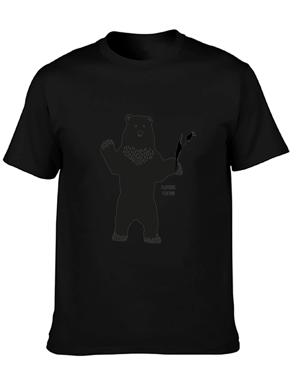 Bear Holding Flower Graphic T-Shirt - Black product image 6