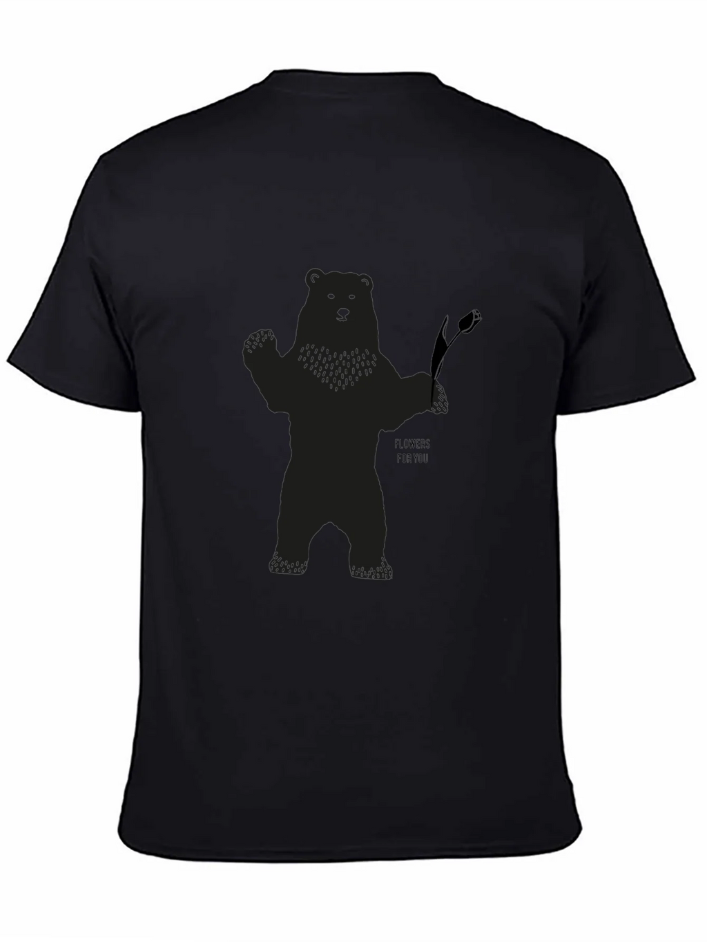 Bear Holding Flower Graphic T-Shirt - Black product image 7