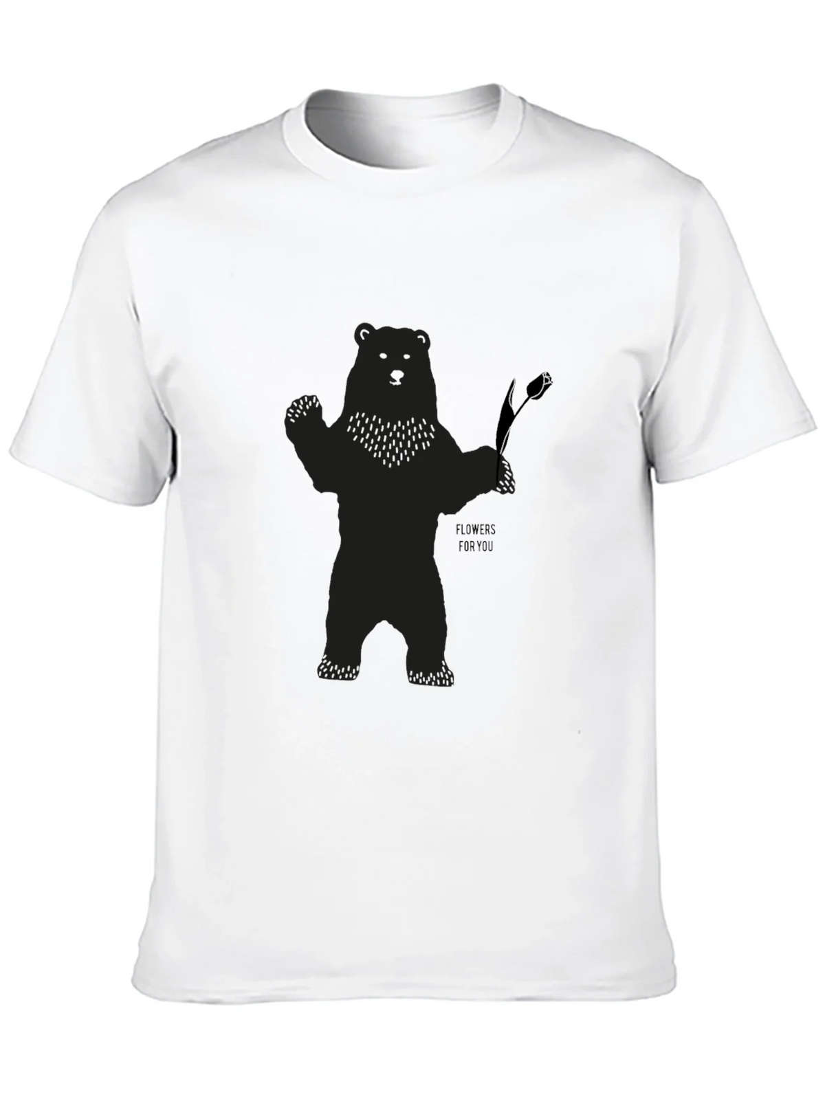 Bear Holding Flower Graphic T-Shirt - Black product image 12