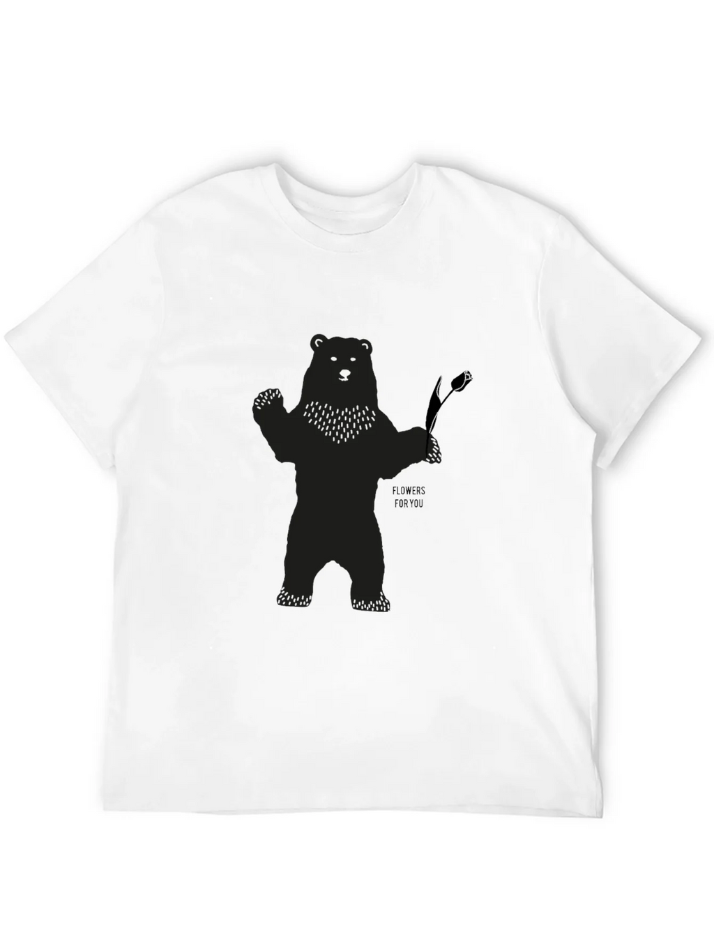 Bear Holding Flower Graphic T-Shirt - Black product image 3
