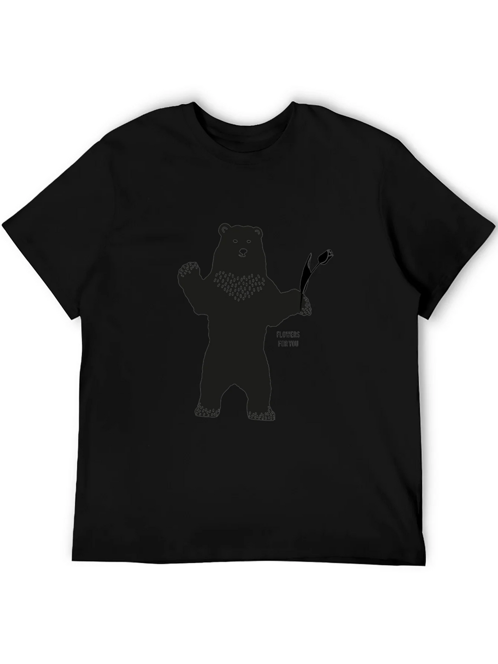 Bear Holding Flower Graphic T-Shirt - Black product image 8