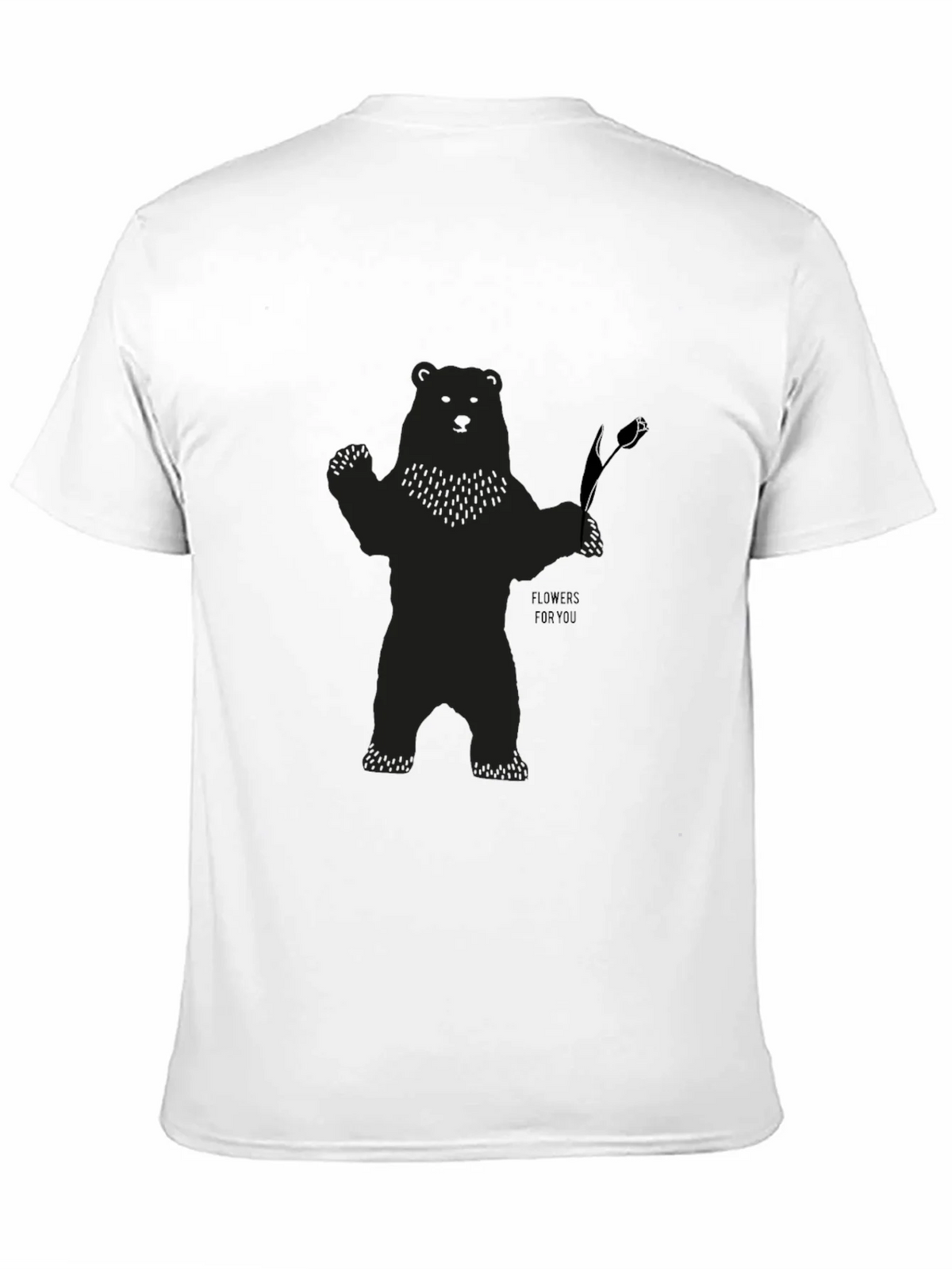 Bear Holding Flower Graphic T-Shirt - Black product image 2