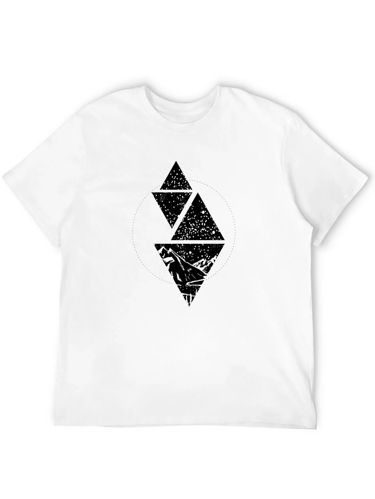 Geometric Mountain Starry Sky Graphic Tee - Black product image 2