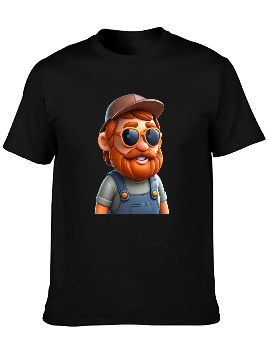 Cartoon Farmer Graphic Tee - Black Cotton Blend product image 1