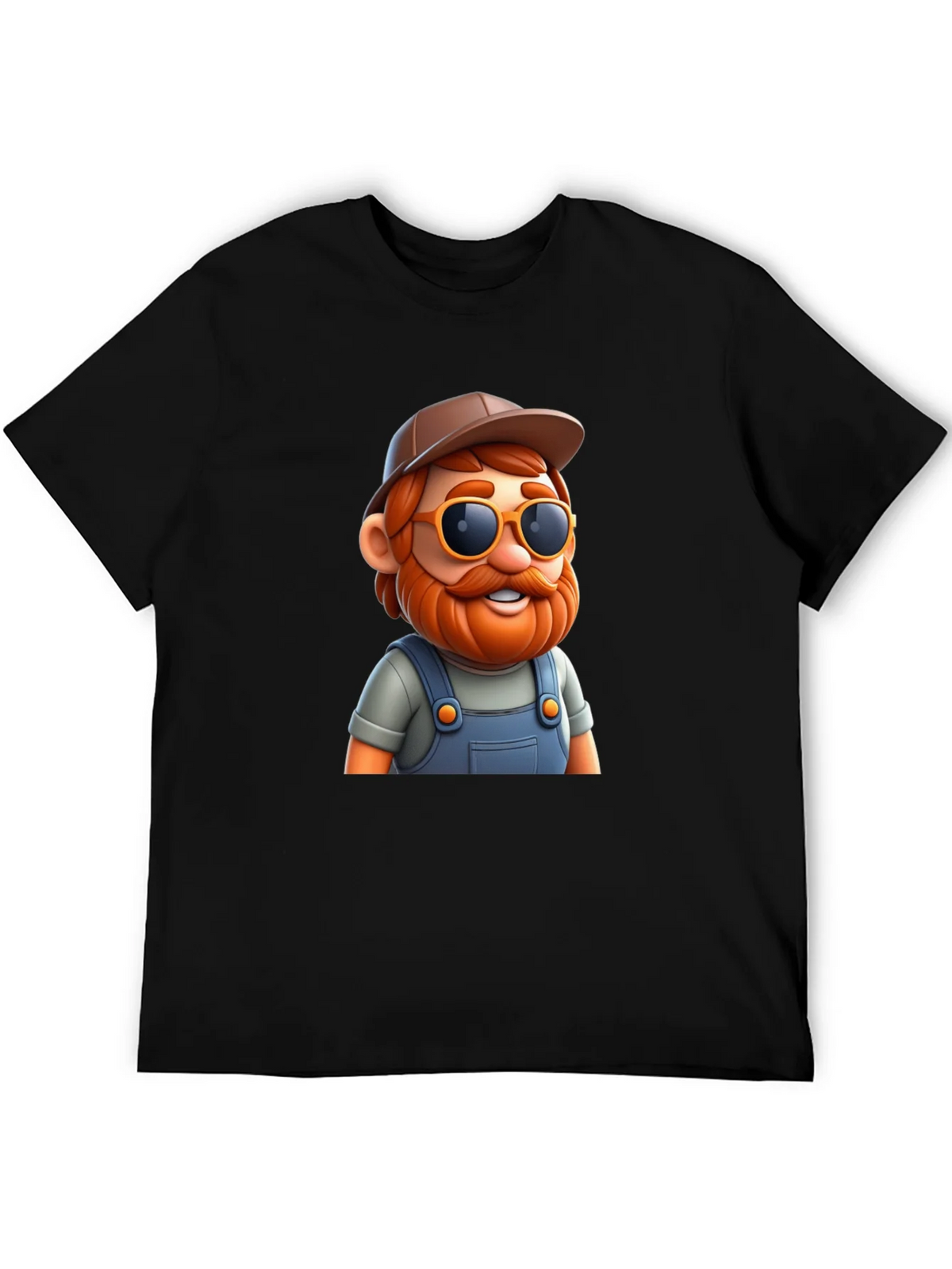 Cartoon Farmer Graphic Tee - Black Cotton Blend product image 2