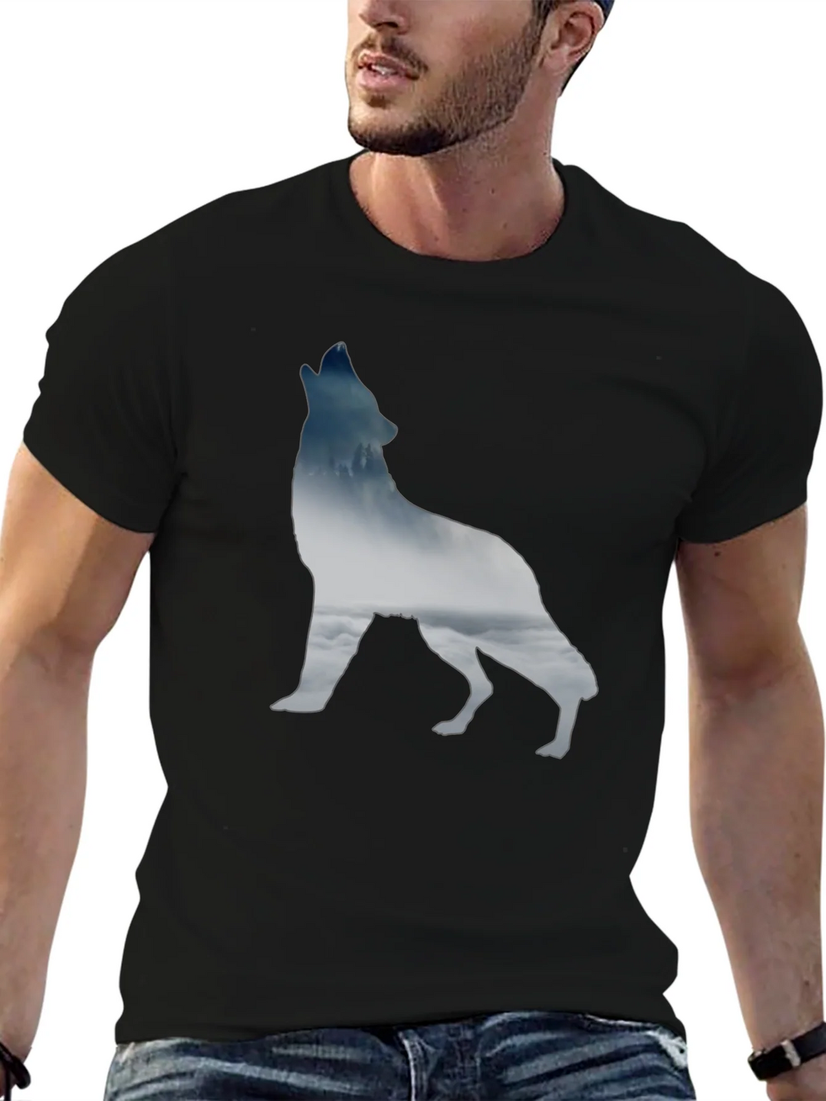 Wolf Silhouette Graphic Tee - Black product image 5