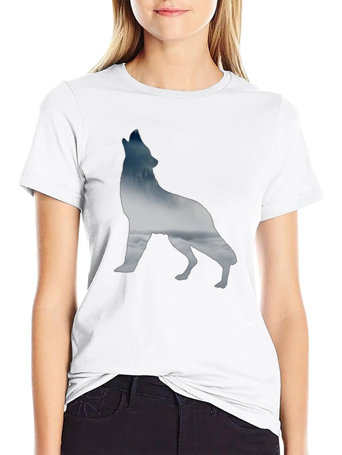 Wolf Silhouette Graphic Tee - Black product image 6