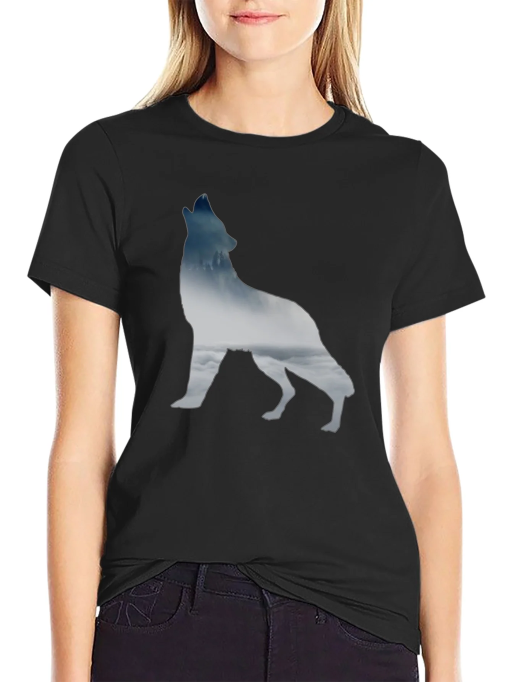 Wolf Silhouette Graphic Tee - Black product image 2