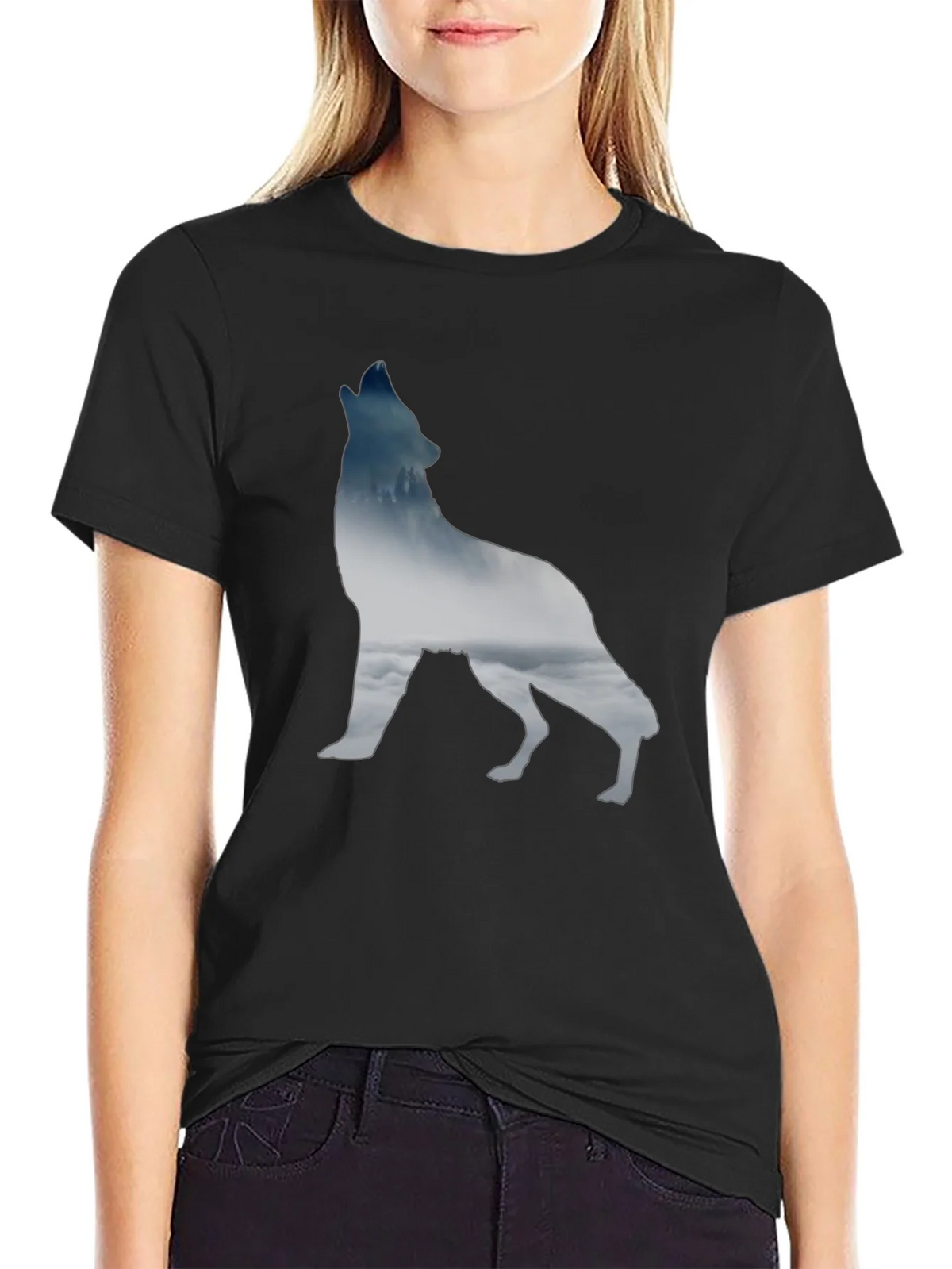Wolf Silhouette Graphic Tee - Black product image 2