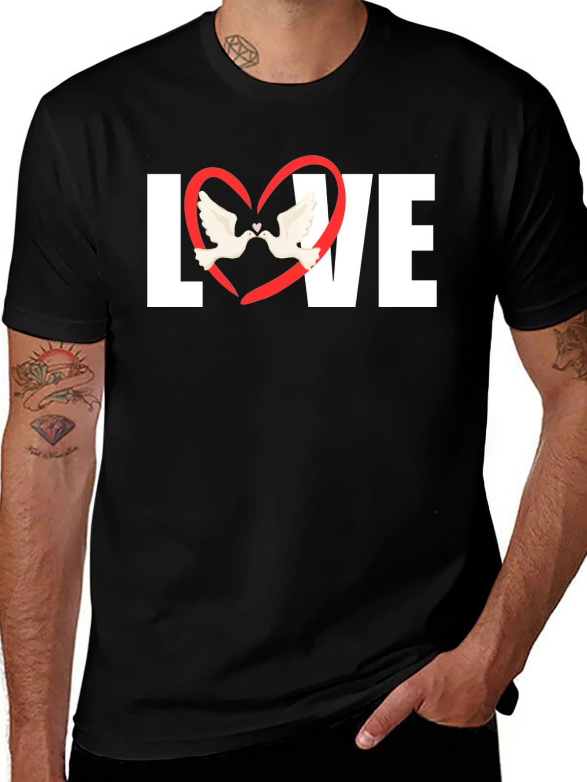Love Heart Doves Graphic T-Shirt product image 1