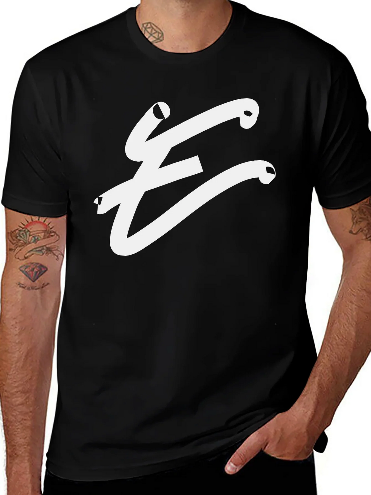 Stylish Black T-Shirt with White E Logo product image 1