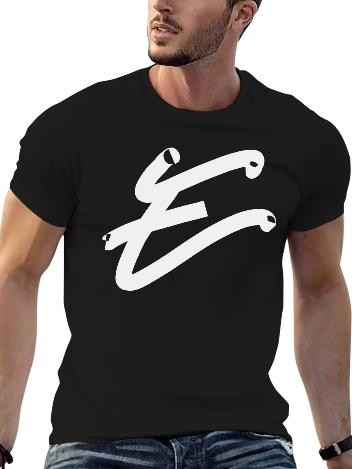 Stylish Black T-Shirt with White E Logo product image 9