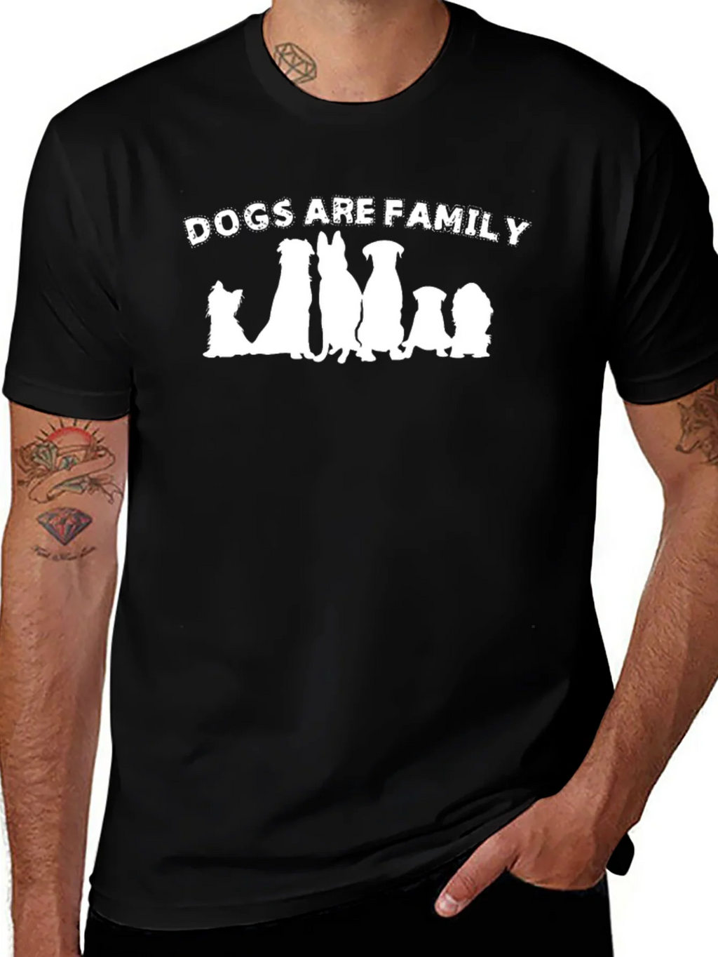 Dogs Are Family Graphic Tee - Black Cotton Blend product image 1