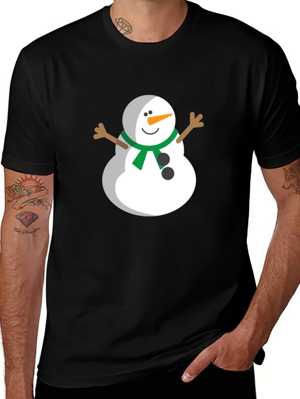 Festive Snowman Graphic Tee - Black product image 1