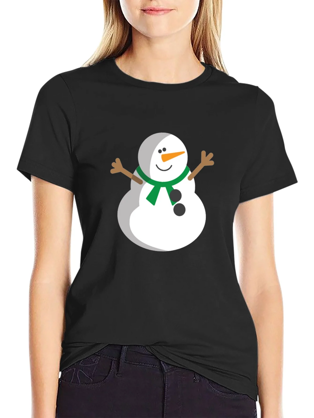 Festive Snowman Graphic Tee - Black product image 5