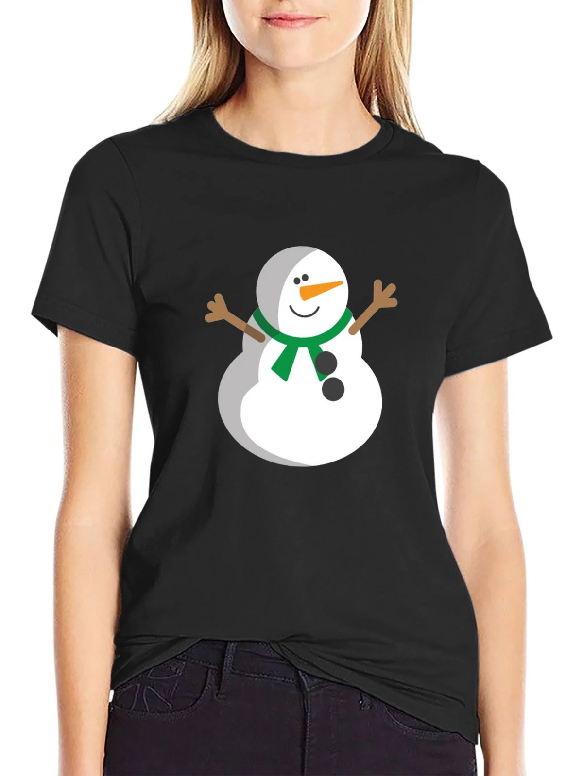 Festive Snowman Graphic Tee - Black product image 5