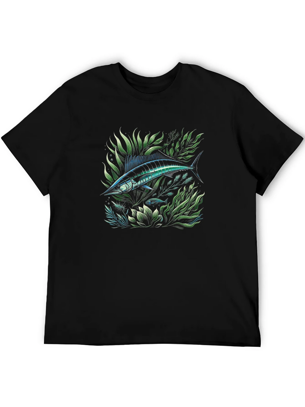 Marlin Fish Graphic Tee - Black Cotton T-Shirt product image 7