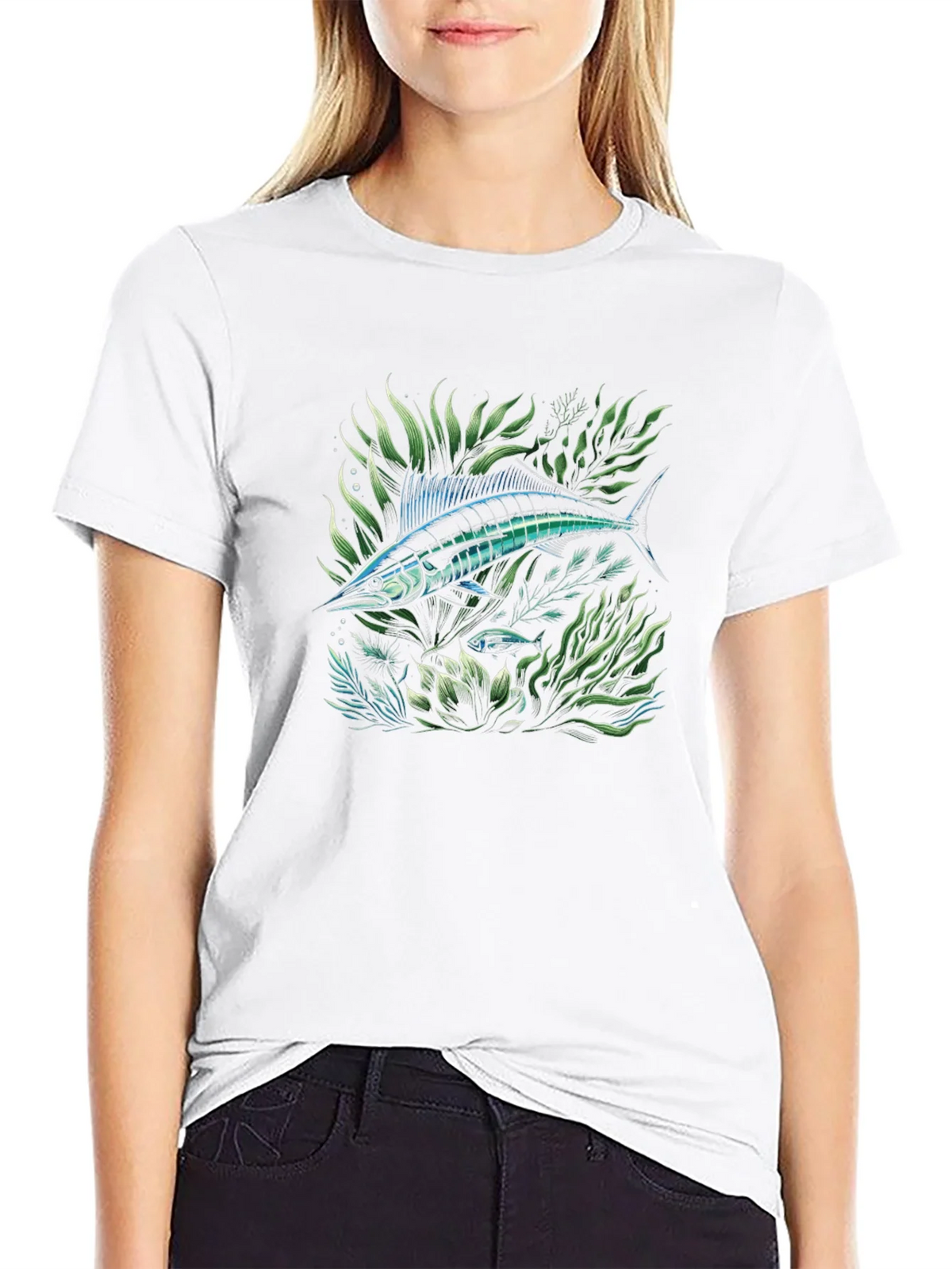 Marlin Fish Graphic Tee - Black Cotton T-Shirt product image 9