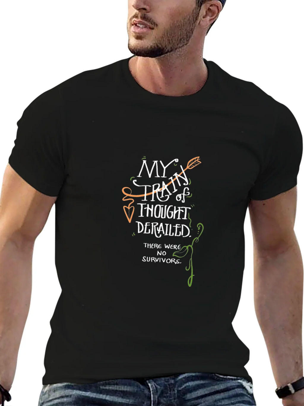 My Train of Thought Derailed Novelty Graphic T-Shirt product image 9