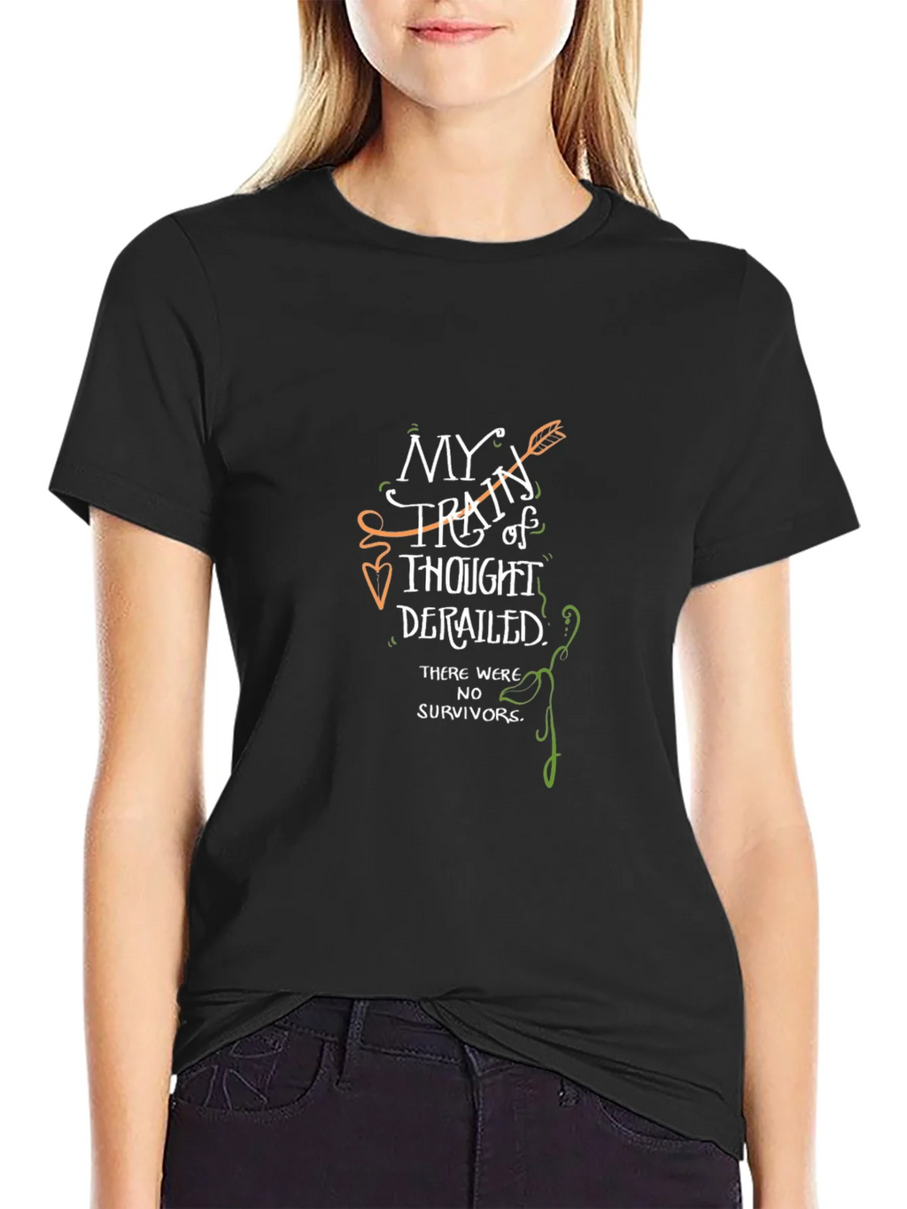 My Train of Thought Derailed Novelty Graphic T-Shirt product image 5