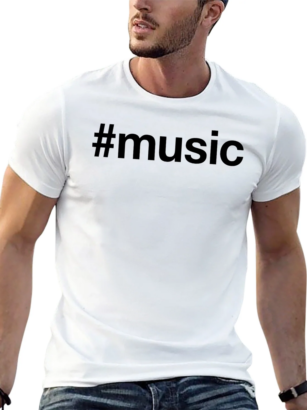 #Music Black T-Shirt - Trendy Casual Wear product image 3