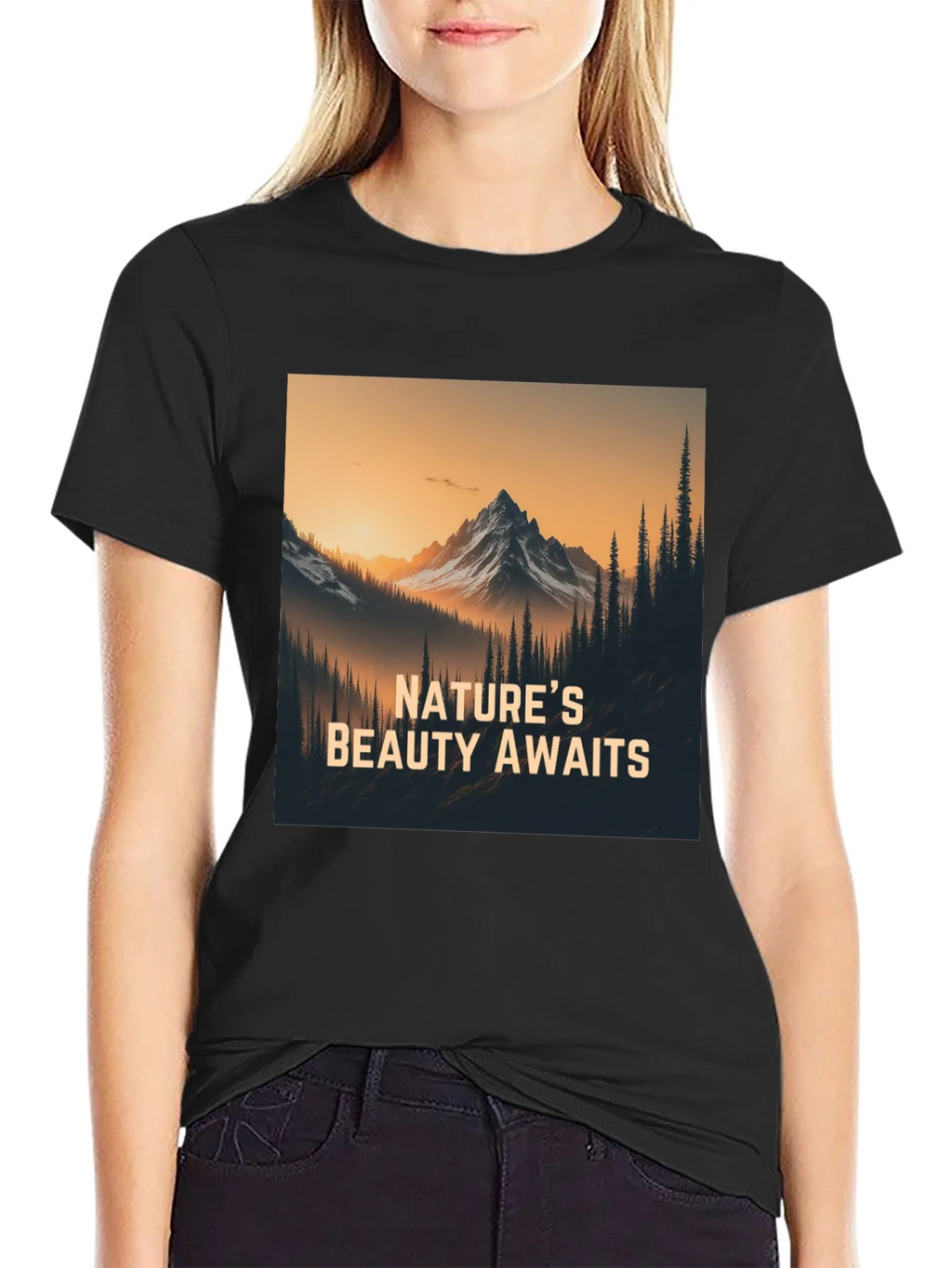 Natures Beauty Awaits Black Graphic Tee product image 5