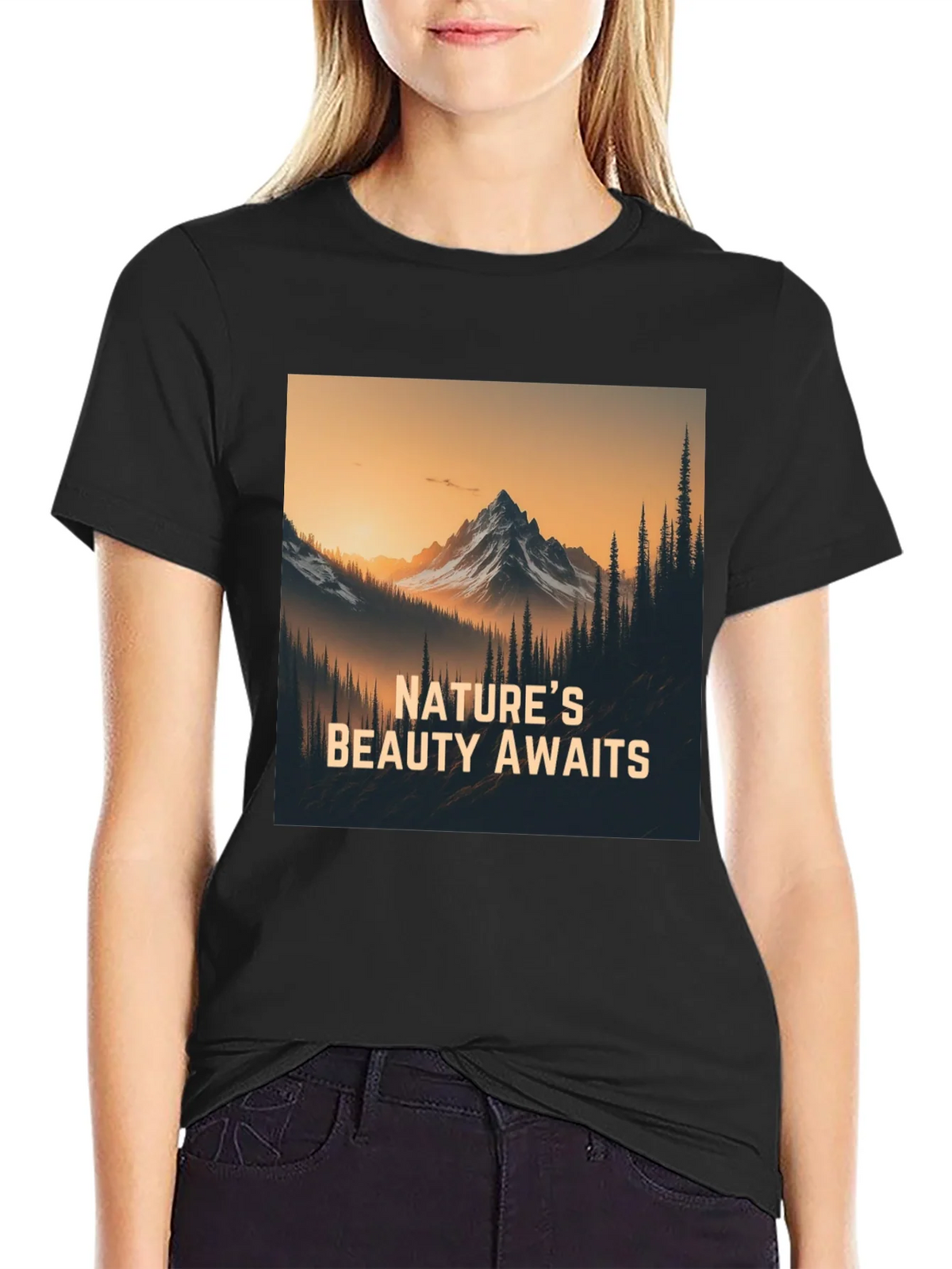 Natures Beauty Awaits Black Graphic Tee product image 5