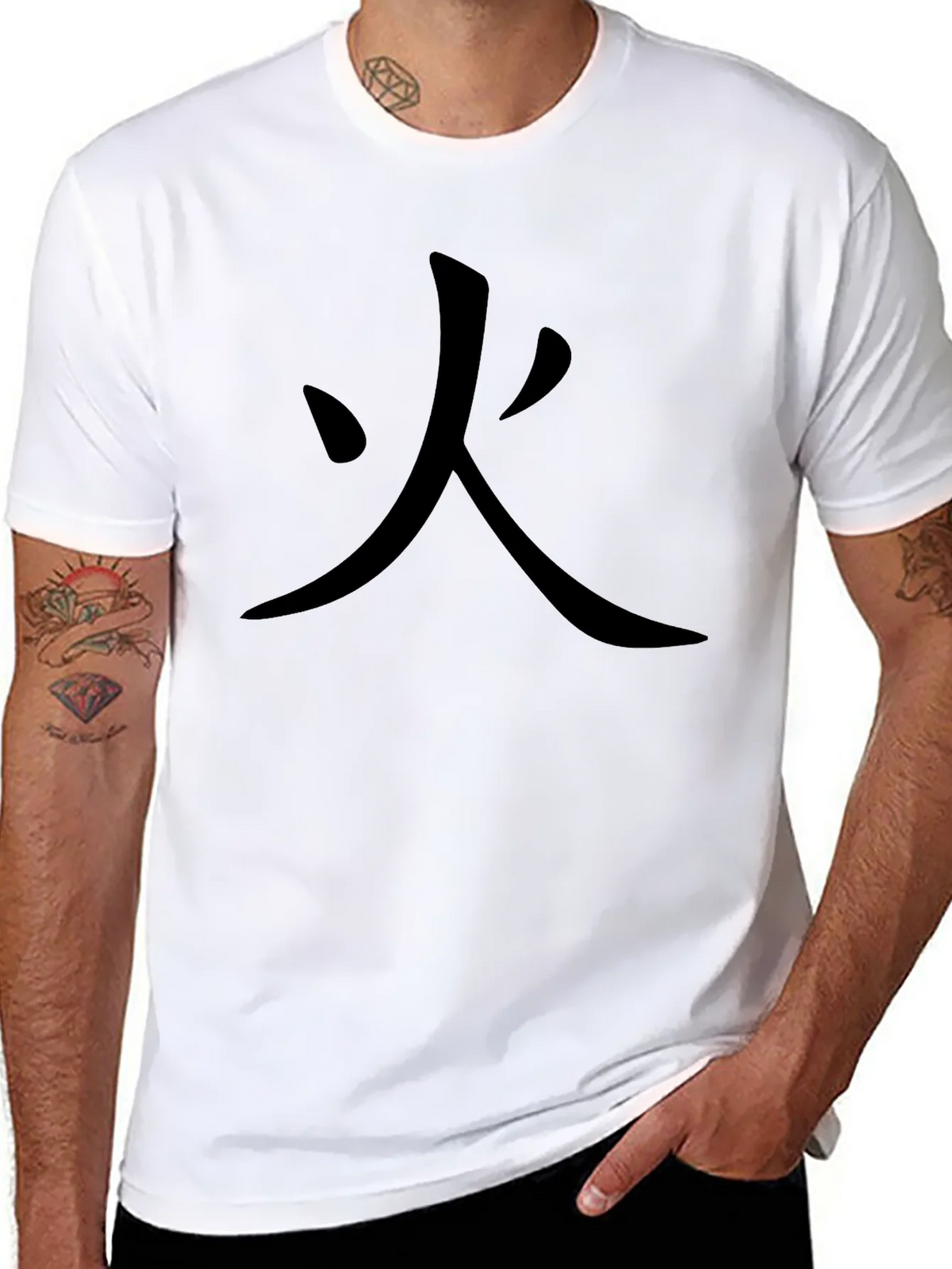 Fire Kanji Black T-Shirt - Japanese Inspired Design product image 10