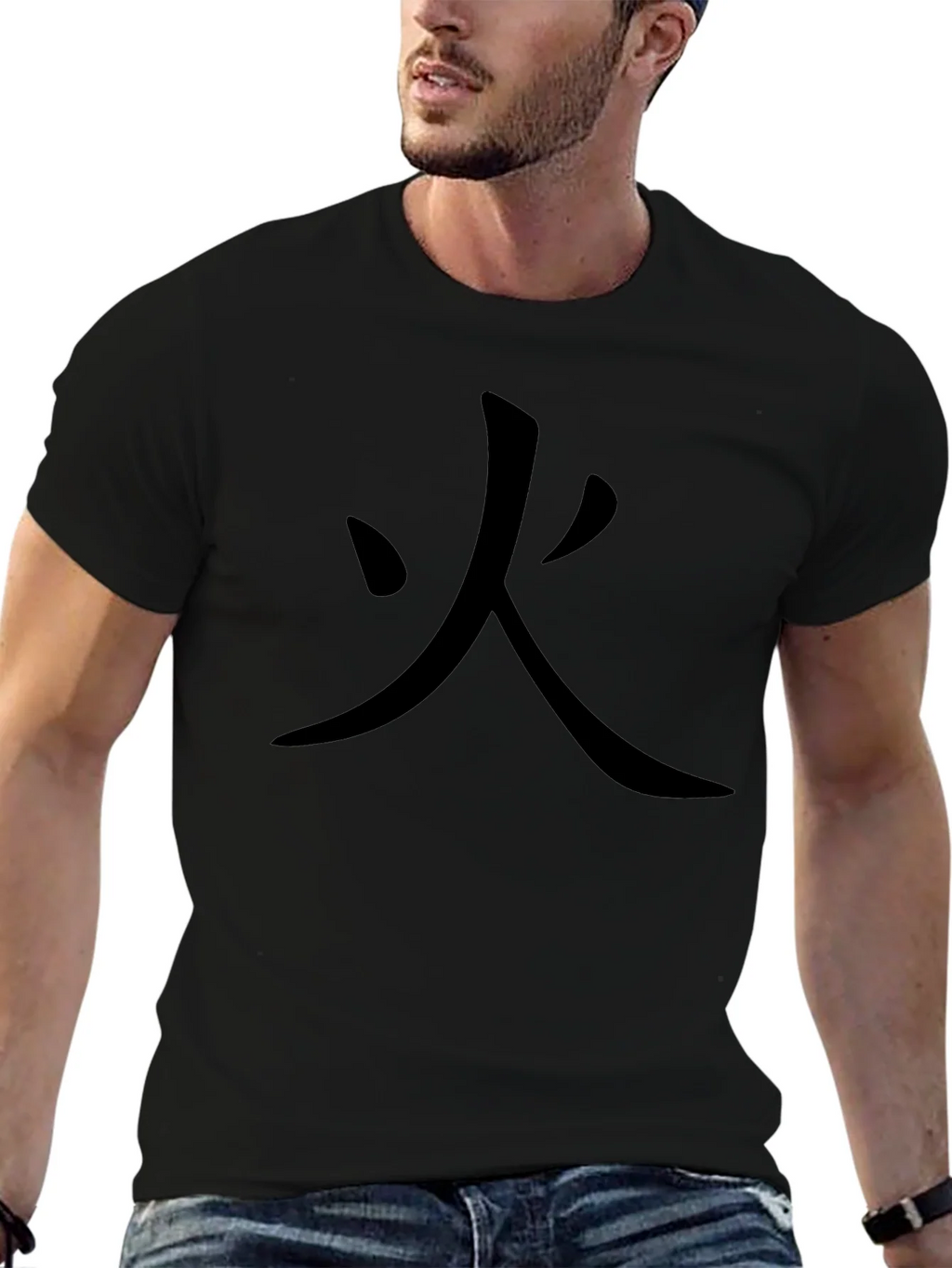 Fire Kanji Black T-Shirt - Japanese Inspired Design product image 9