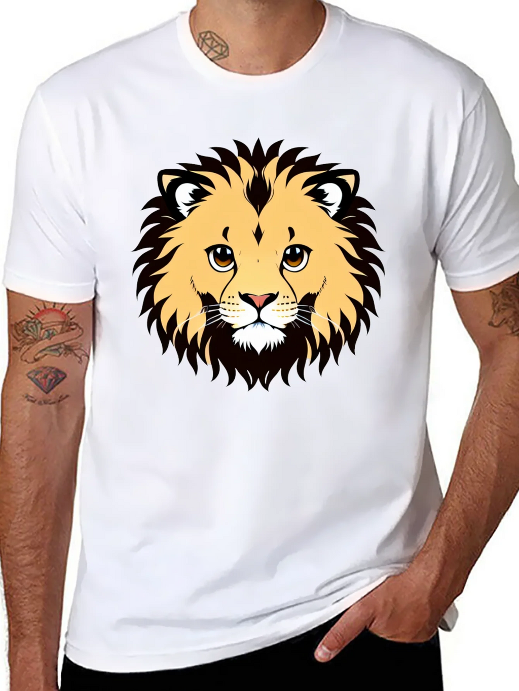 Lion Graphic Black T-Shirt - Cool Animal Design product image 1