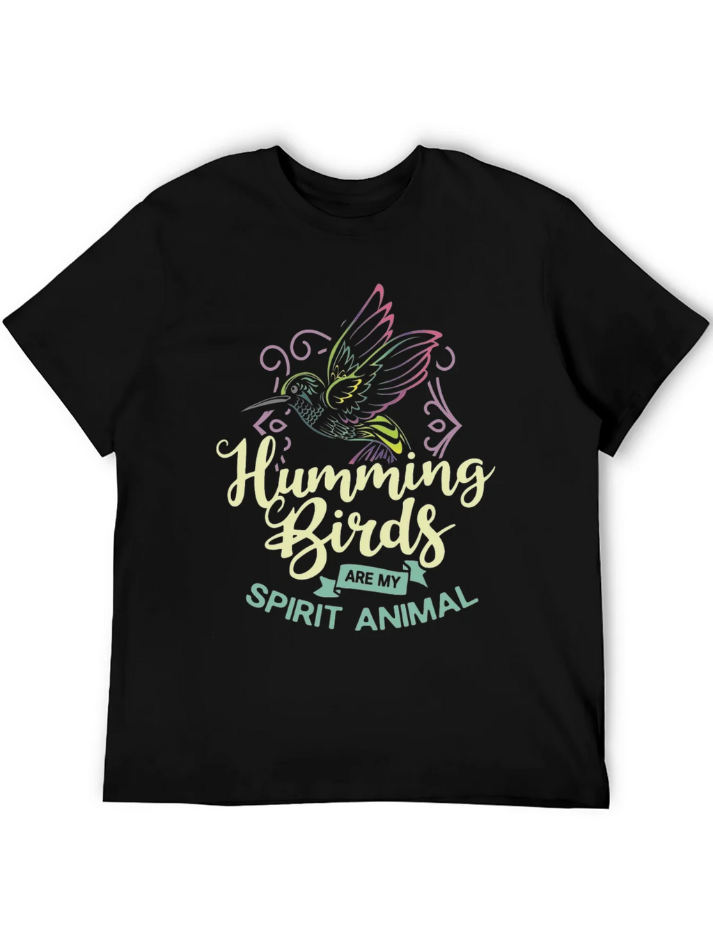Hummingbird Spirit Animal Graphic Tee - Black Cotton Shirt product image 8