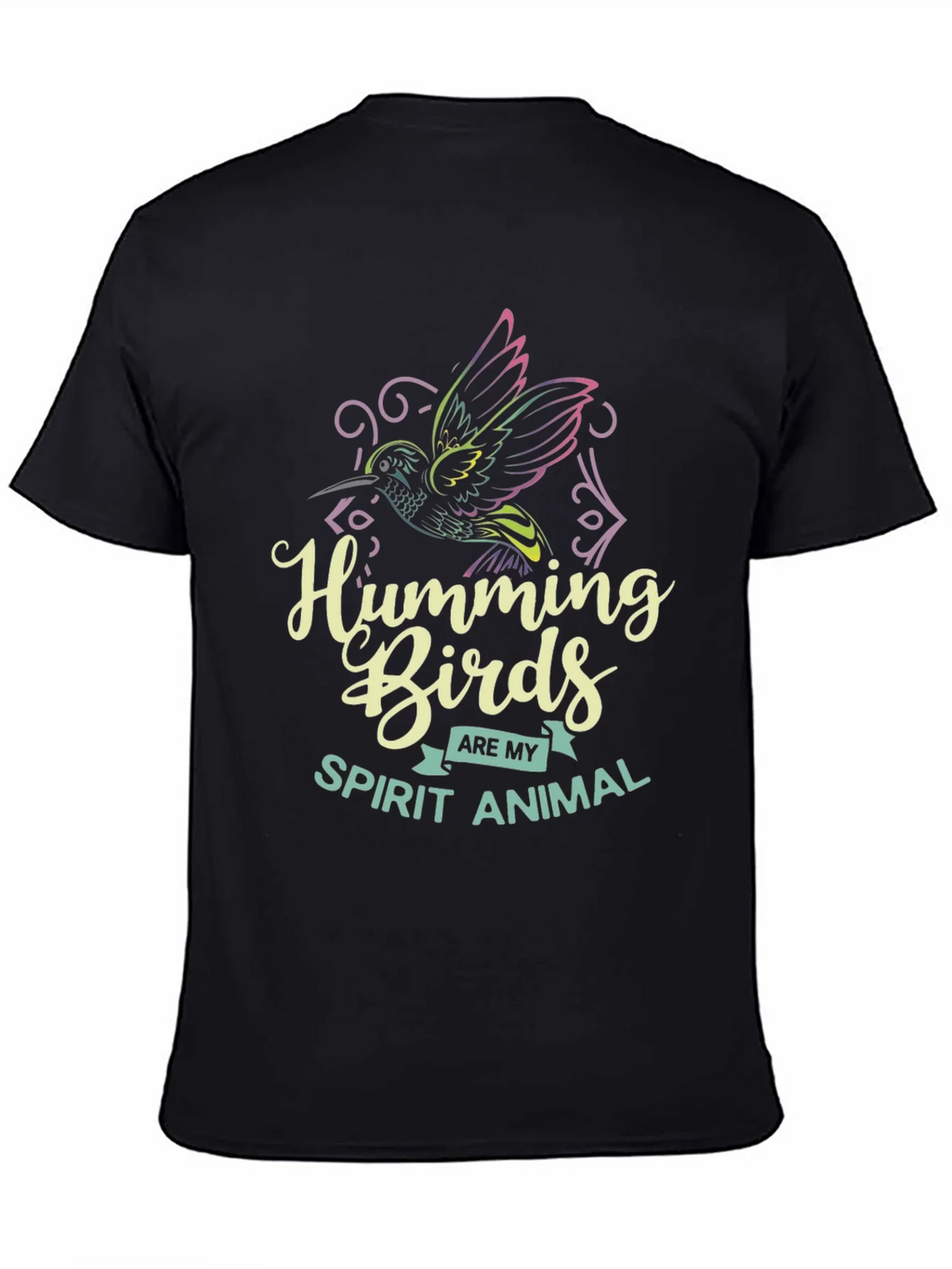 Hummingbird Spirit Animal Graphic Tee - Black Cotton Shirt product image 7