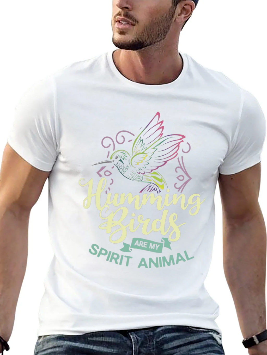Hummingbird Spirit Animal Graphic Tee - Black Cotton Shirt product image 4
