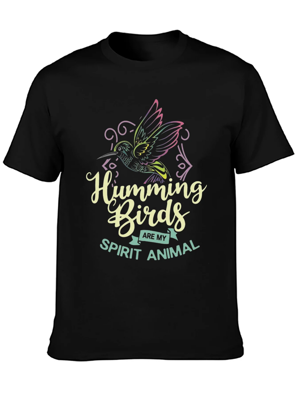 Hummingbird Spirit Animal Graphic Tee - Black Cotton Shirt product image 6