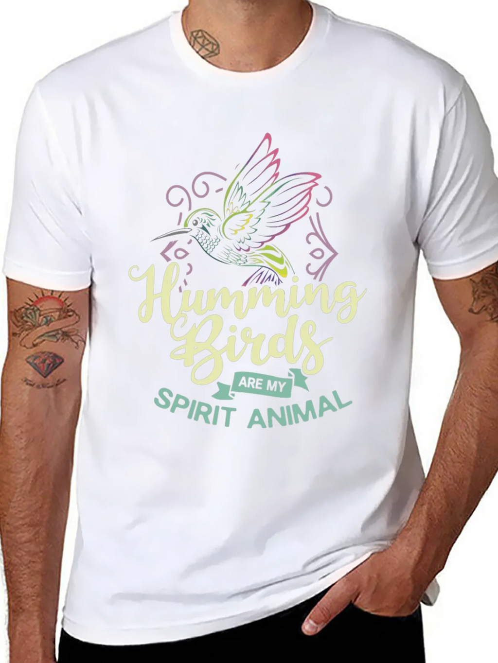 Hummingbird Spirit Animal Graphic Tee - Black Cotton Shirt product image 10