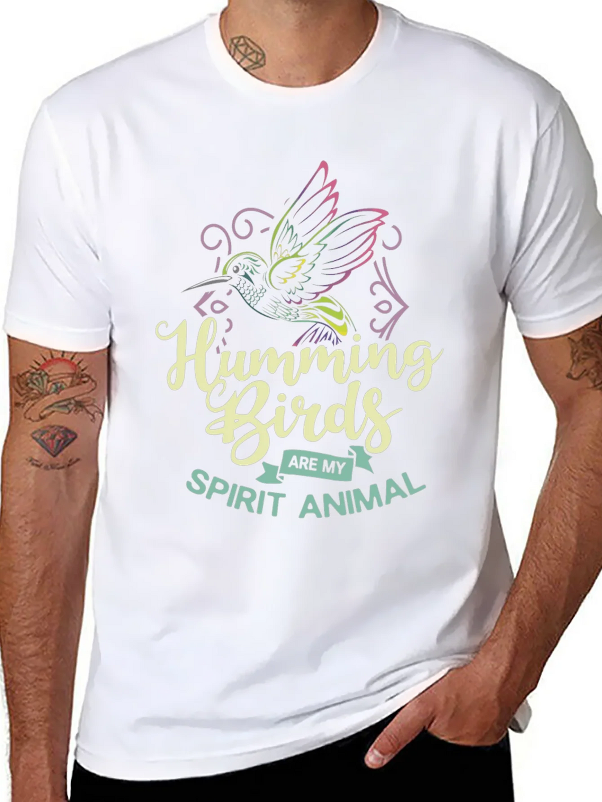 Hummingbird Spirit Animal Graphic Tee - Black Cotton Shirt product image 10