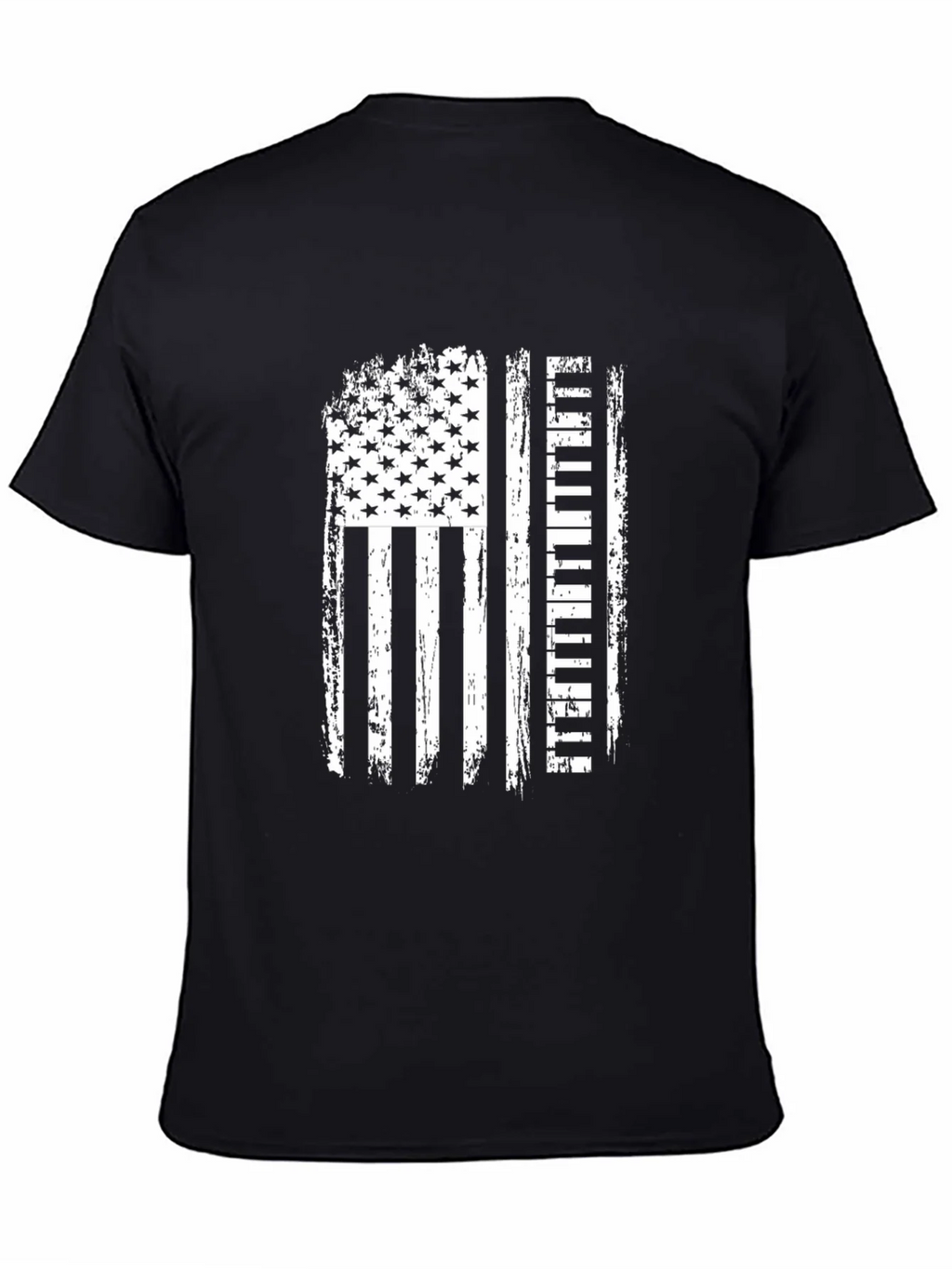 American Flag Piano Player Black T-Shirt product image 7