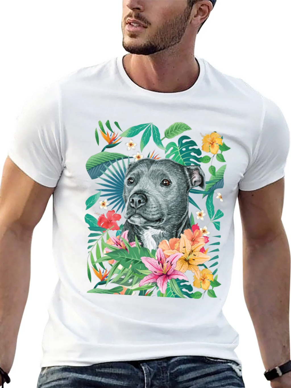 Tropical Pitbull Graphic Tee product image 4