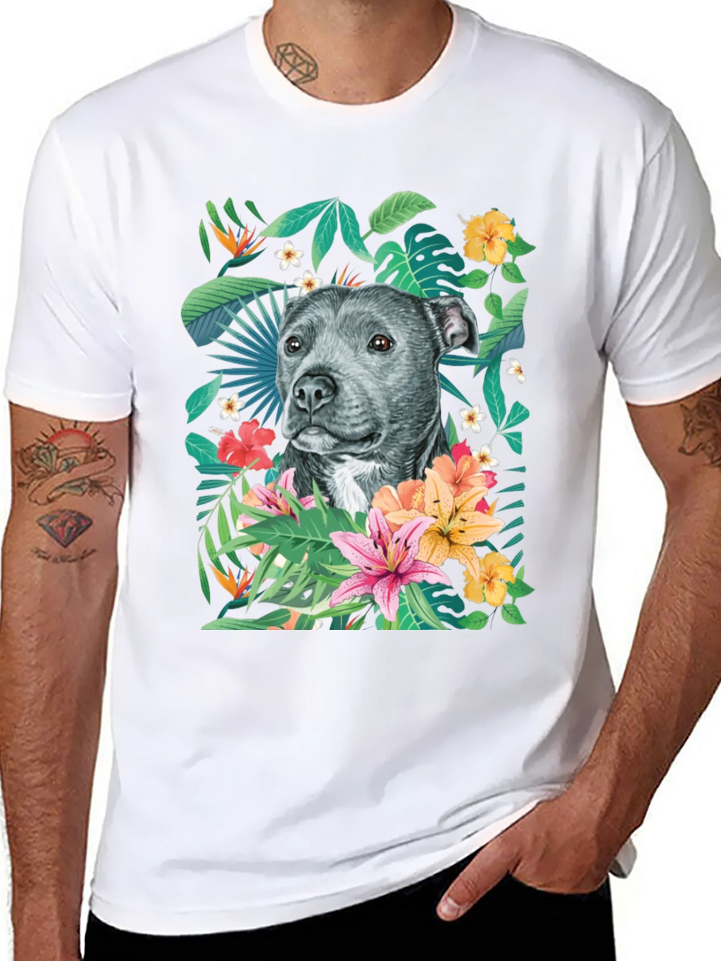 Tropical Pitbull Graphic Tee product image 10