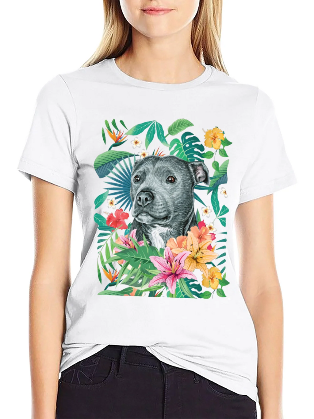 Tropical Pitbull Graphic Tee product image 11