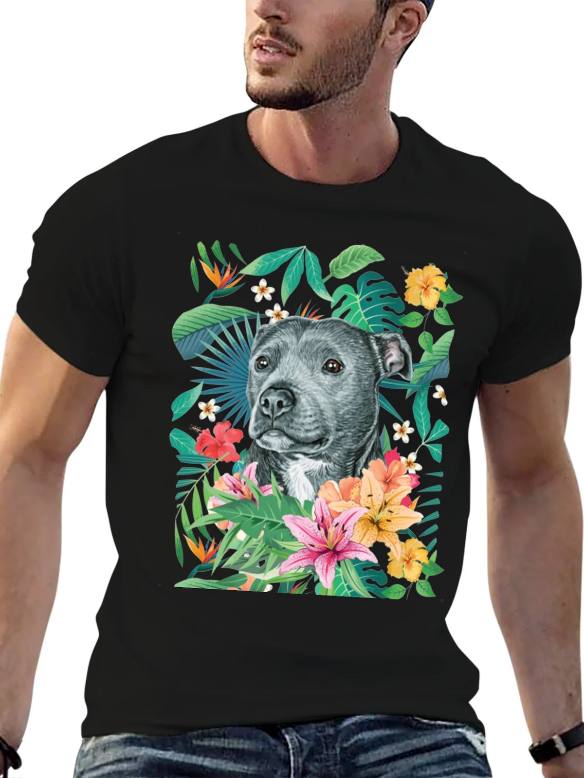 Tropical Pitbull Graphic Tee product image 9