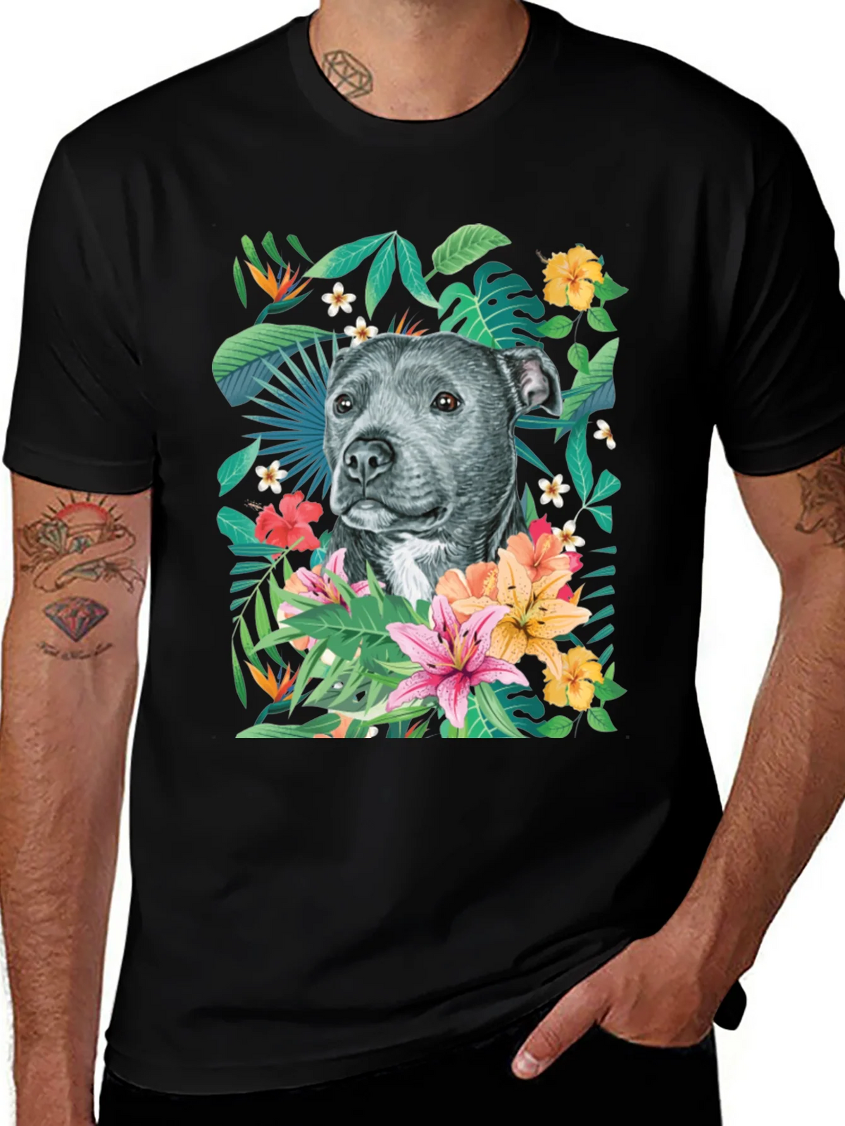 Tropical Pitbull Graphic Tee product image 1