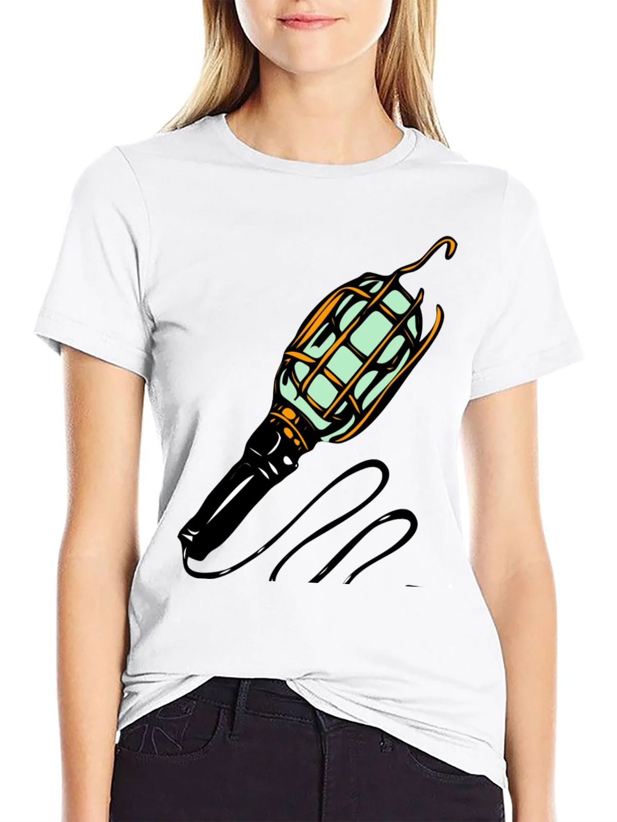 Novelty Lightbulb Graphic Tee - Black Cotton Blend Shirt product image 2