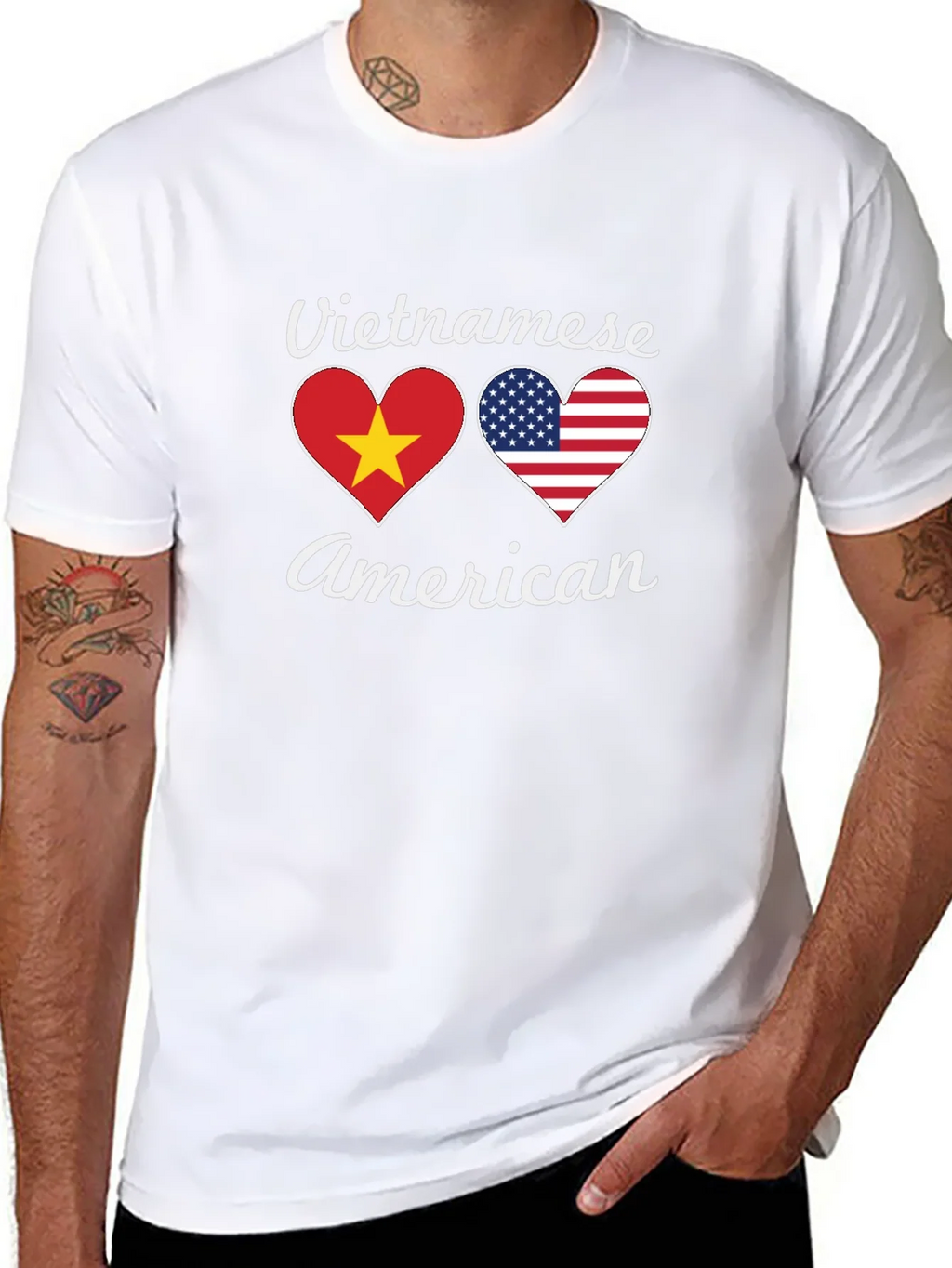 Vietnamese American Flag Heart T-Shirt product image 10
